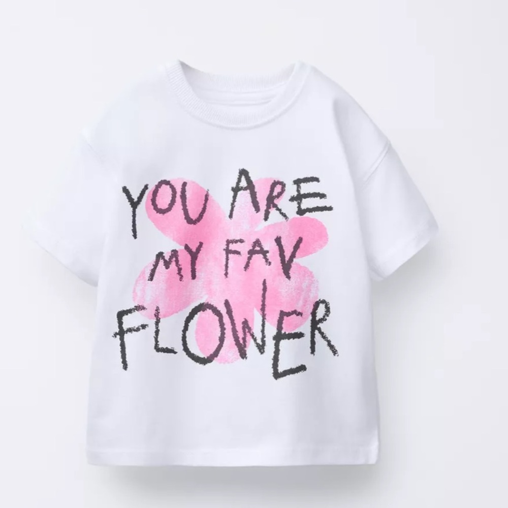 Zara Kids White Tee with Pink Graphic